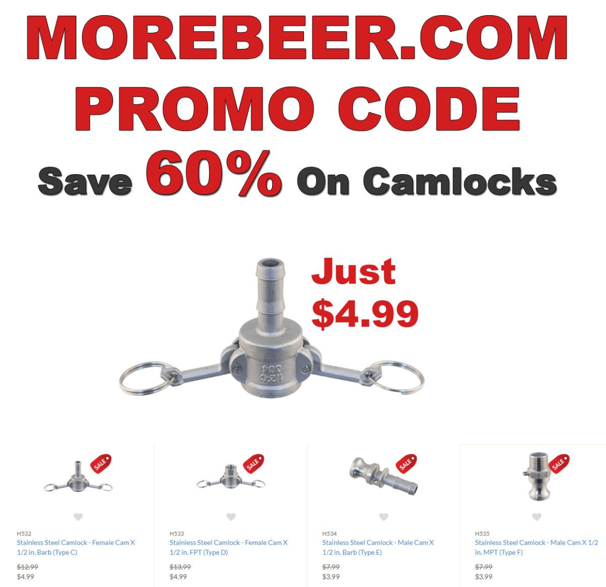 Save 60 On Stainless Camlocks for Homebrewing With This