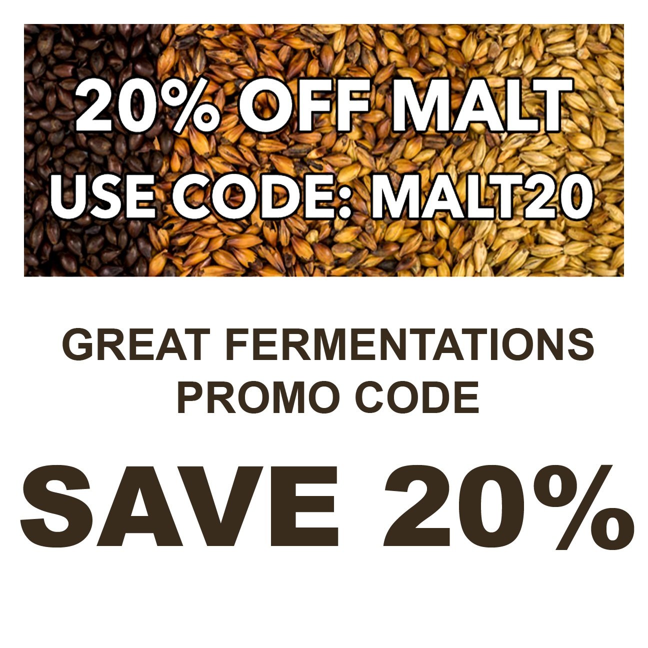Save 20% On Grain at GreatFermentations.com