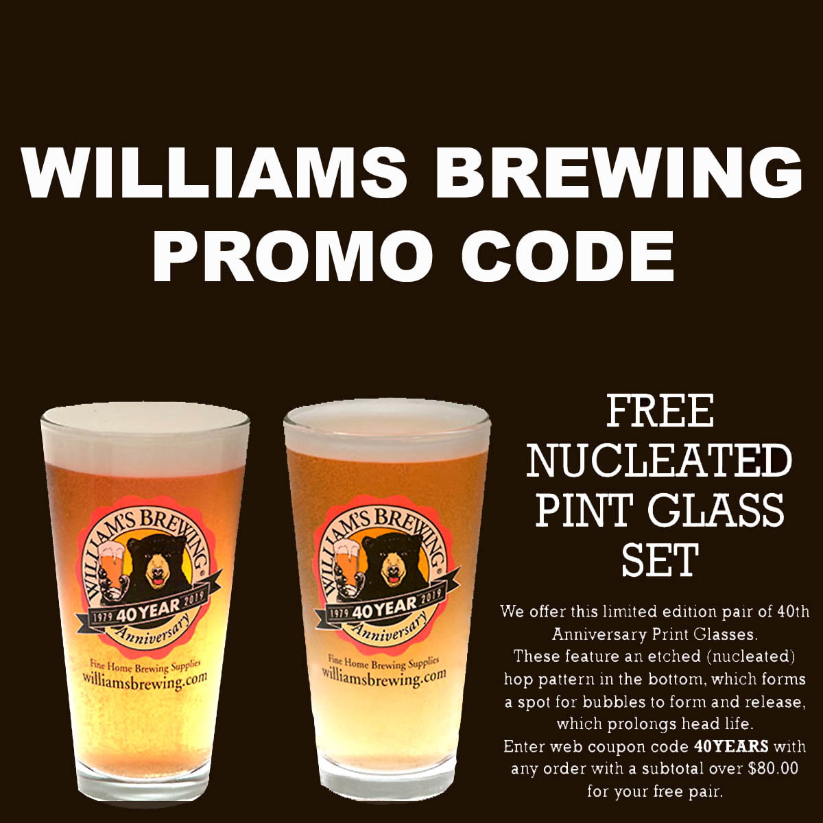 Williams Brewing Free Beer Glasses Promo Code