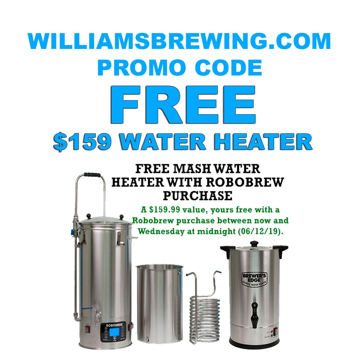 RoboBrew Promo Code for a FREE Stainless Steel Mash Water Heater at Williams Brewing