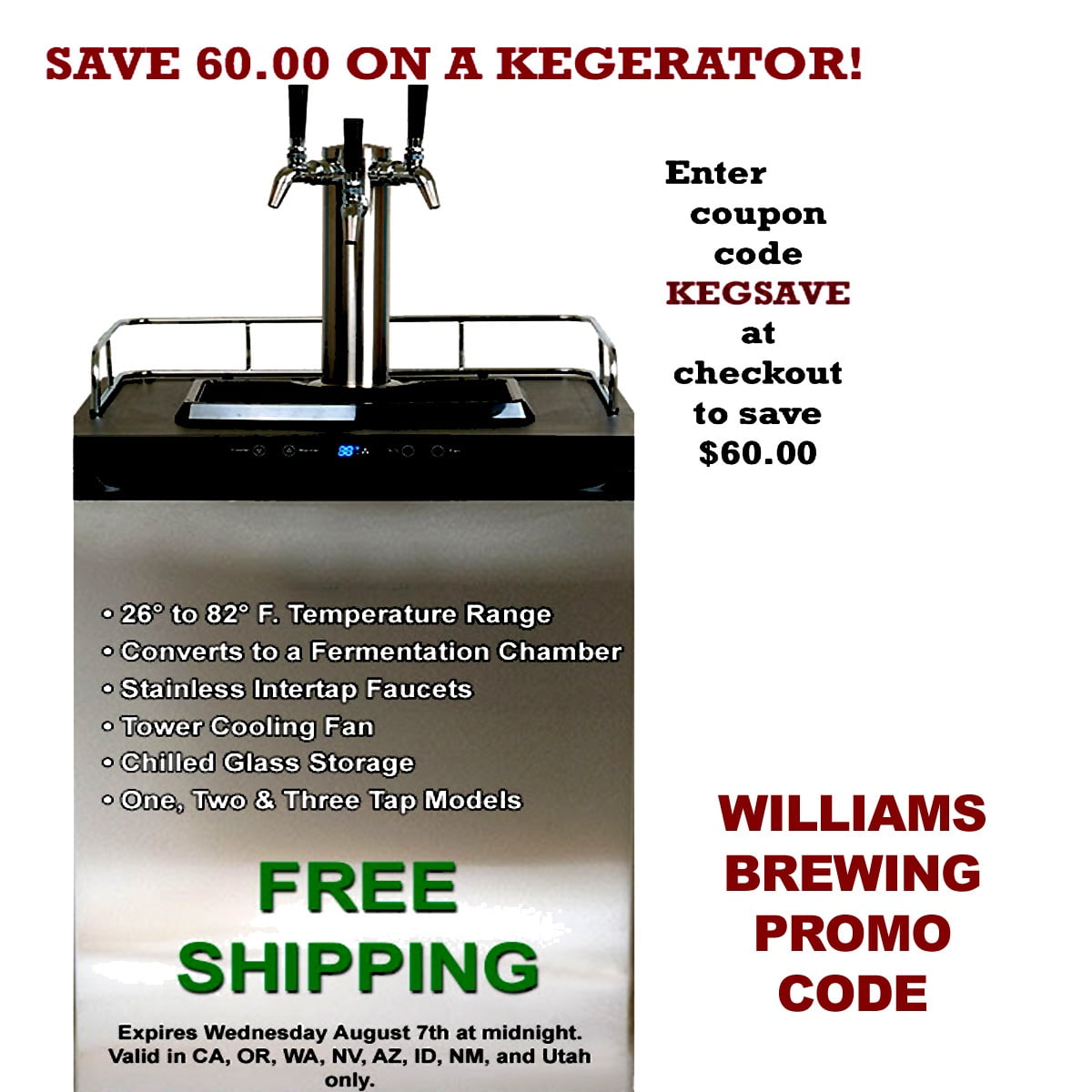Save $60 On A New Kegerator with this WilliamsBrewing.com Promo Code