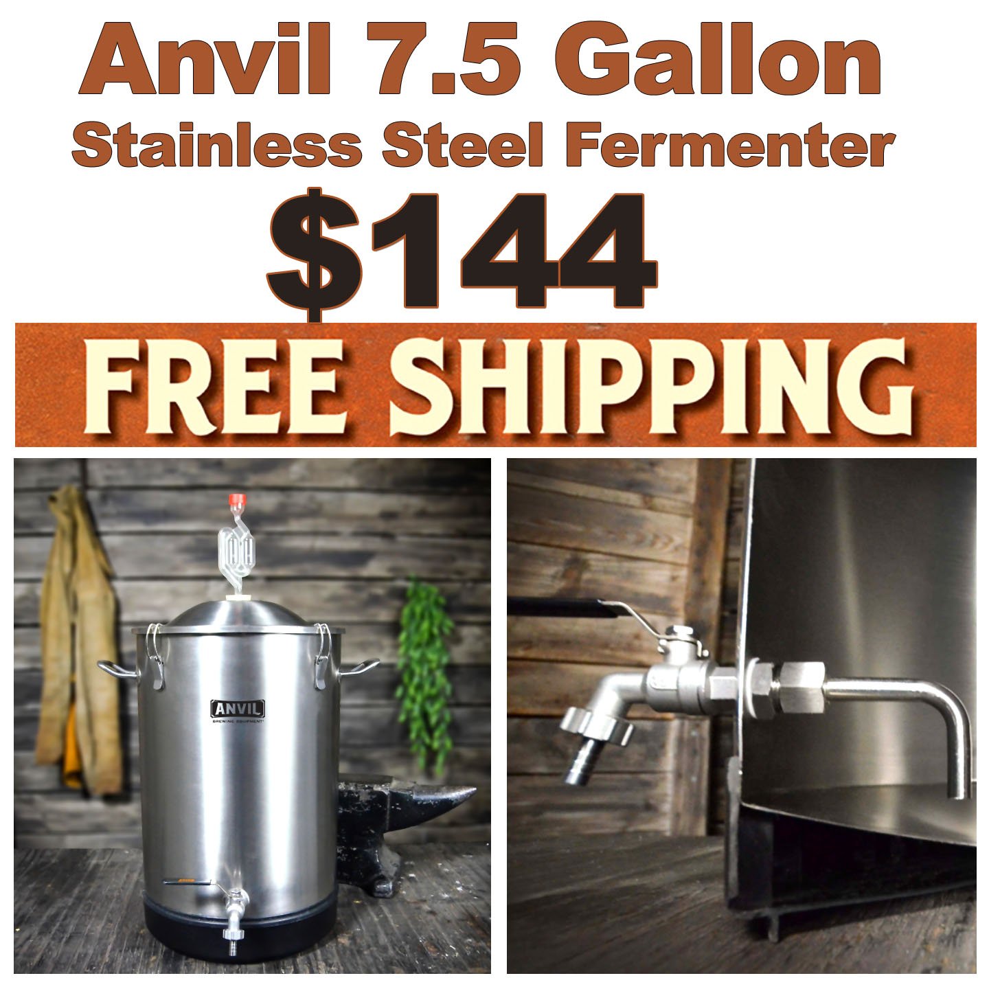 Anvil Home Brewing Promo Code - 7.5 Gallon Fermenter for $144 Plus Free Shipping