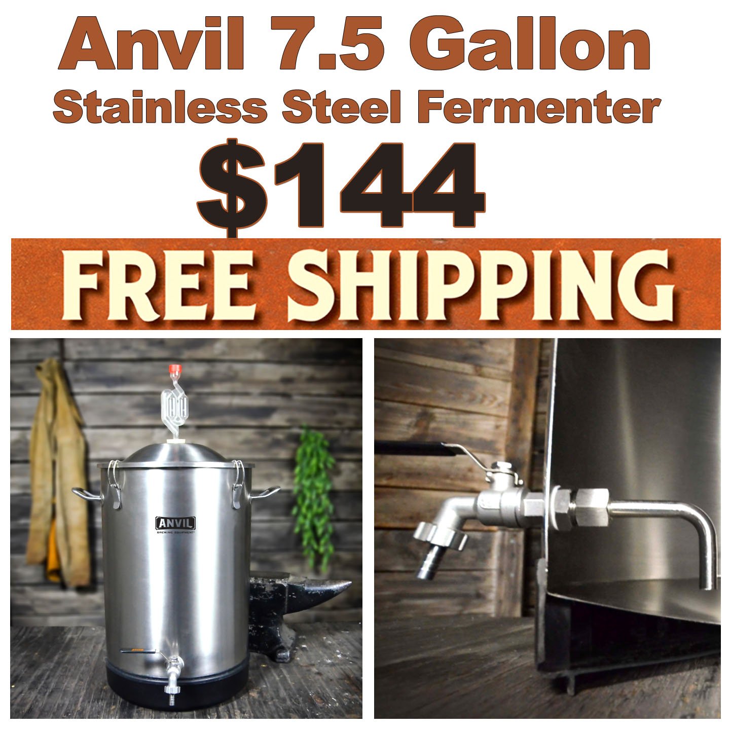 Anvil Promo Codes 7.5 Gallon Fermenter for 144 Plus Free Shipping