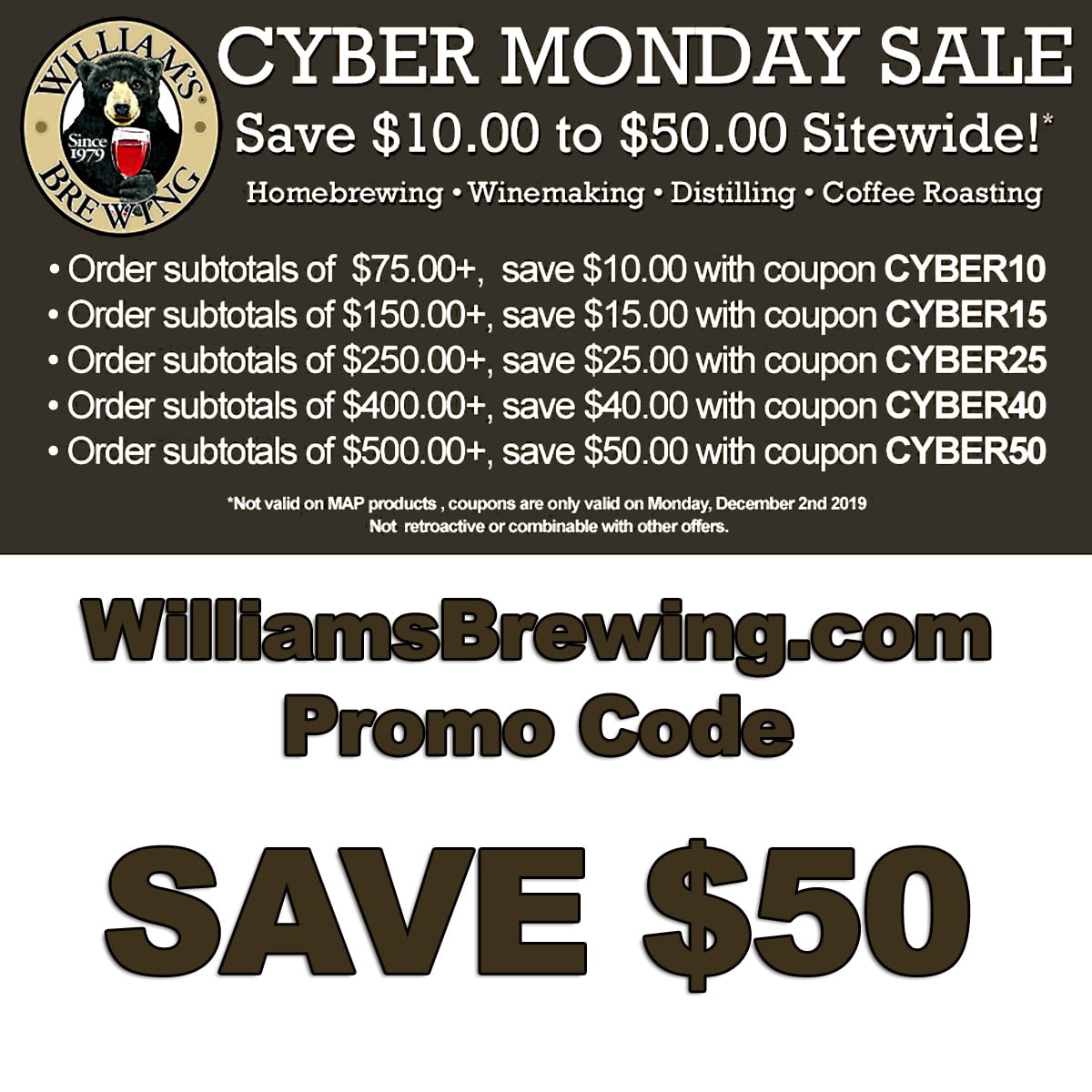 WilliamsBrewing.com Promo Code Cyber Monday 2019